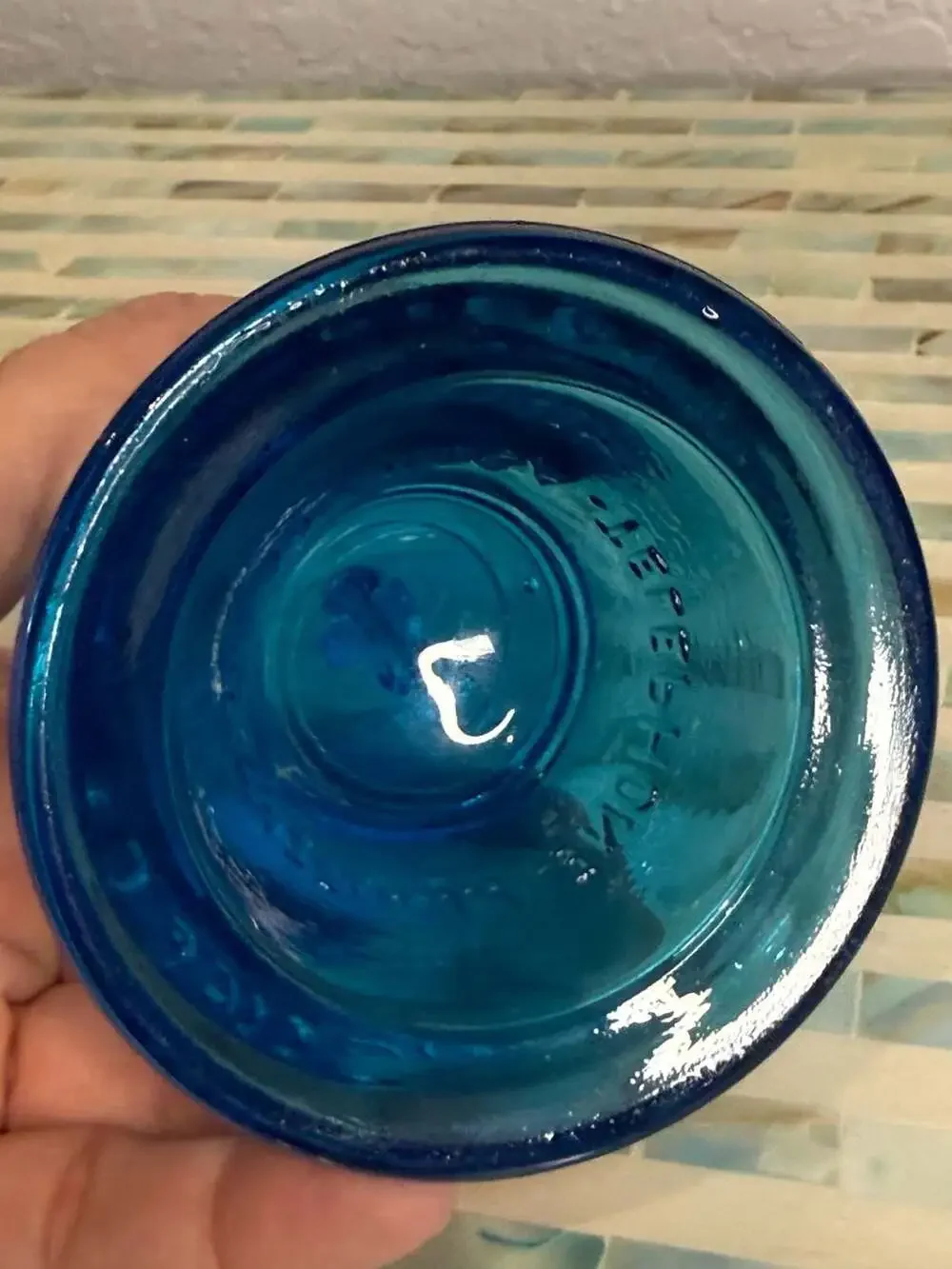Telephone Pioneers of America Blue Glass Bell Paperweight